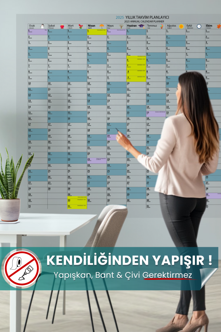 Yıllık Takvim Planlayıcı yapışkansız statik akıllı kağıt