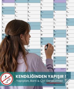 Yıllık Takvim Planlayıcı 150x180 Cm Çizelgesi Yeri yapışkansız statik akıllı kağıt