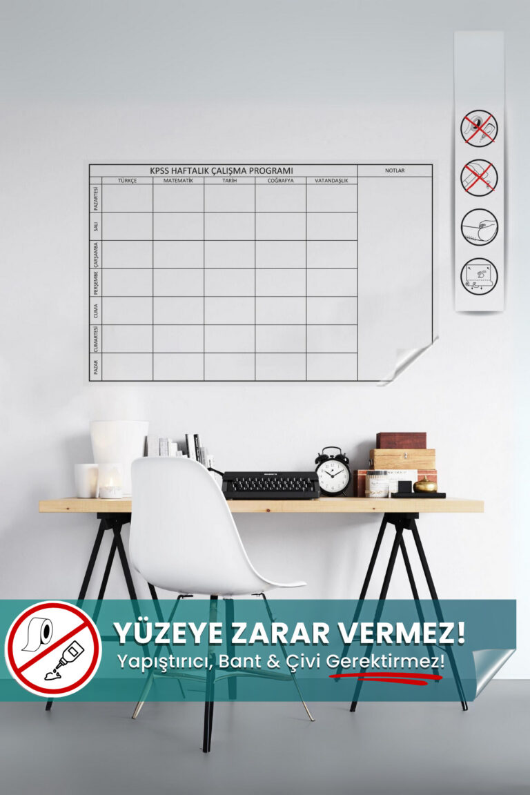 KPSS Çalışma Çizelgesi Planlayıcı yapışkansız statik akıllı kağıt