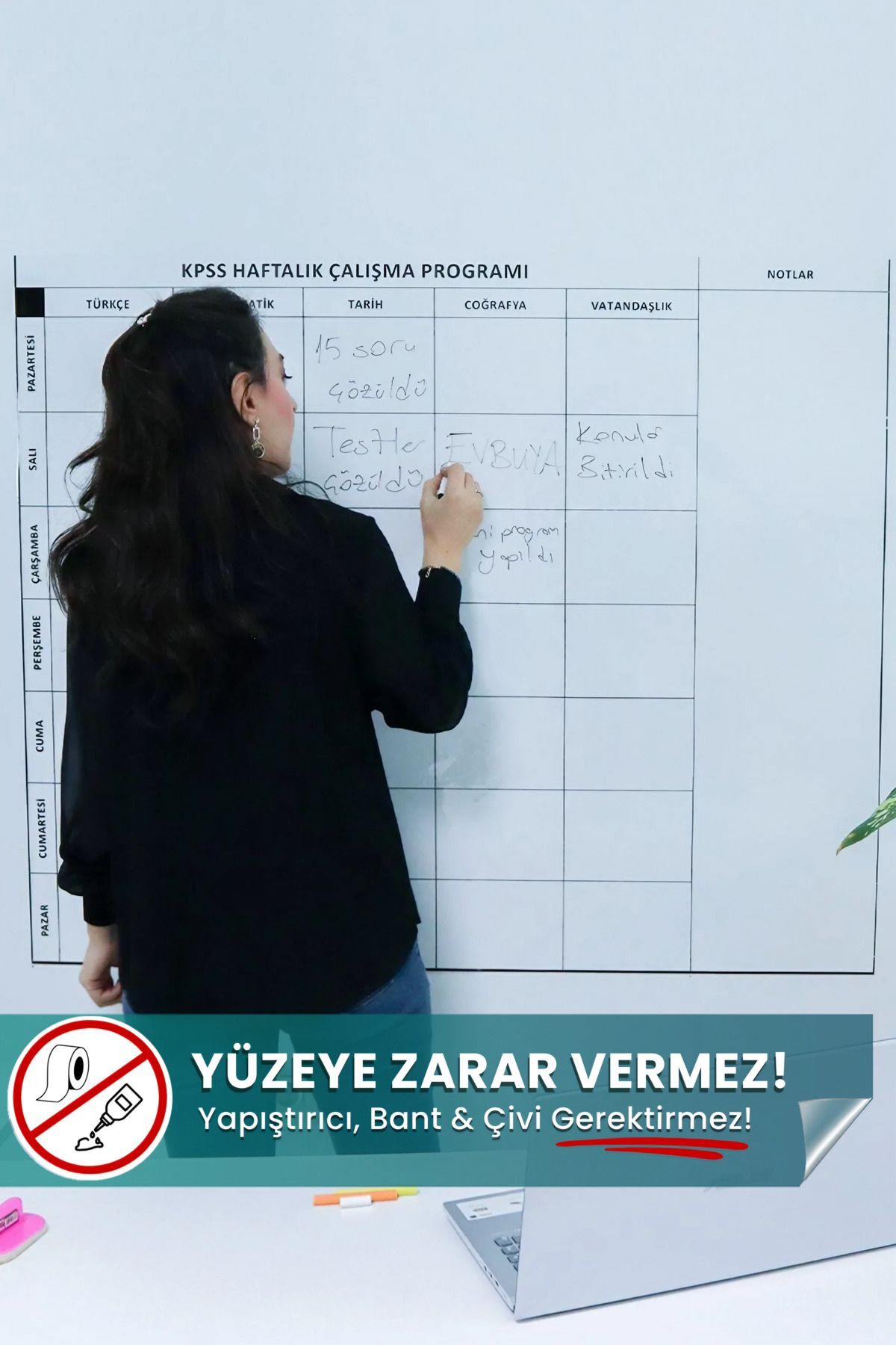 KPSS Çalışma Çizelgesi Planlayıcı - Yapışkansız Tutunan, Akıllı Kağıt (120x100 cm) - Görsel 2