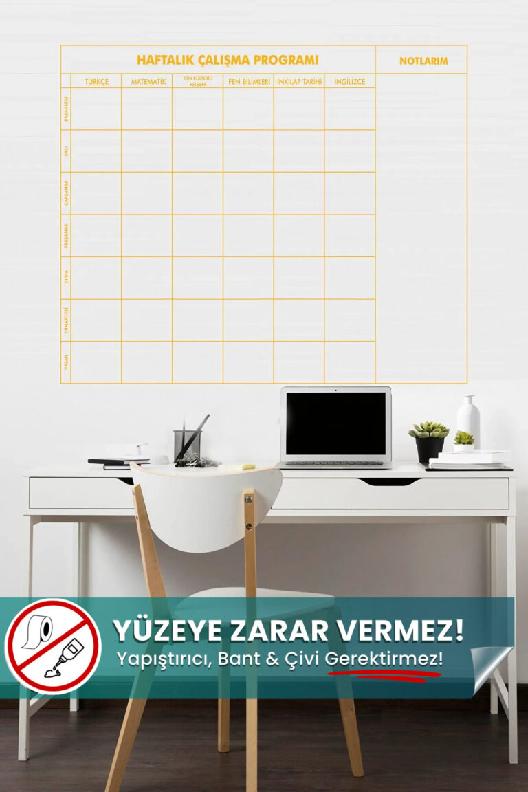 Liseler İçin Haftalık Çalışma Programı yapışkansız statik akıllı kağıt