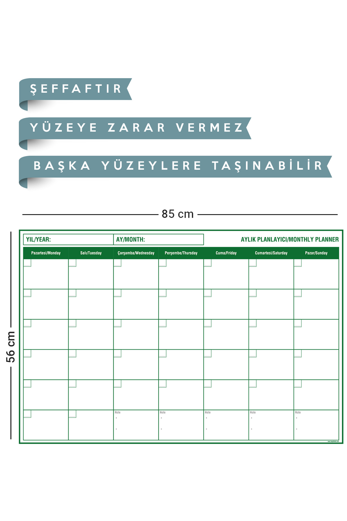 Pi Papers Aylık Planlayıcı - Statik Akıllı Kağıt (85x56 cm) - Görsel 3