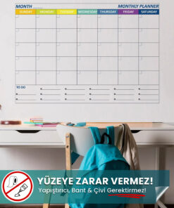Süresiz İngilizce Aylık Plan Çizelgesi Statik Akıllı yapışkansız statik akıllı kağıt