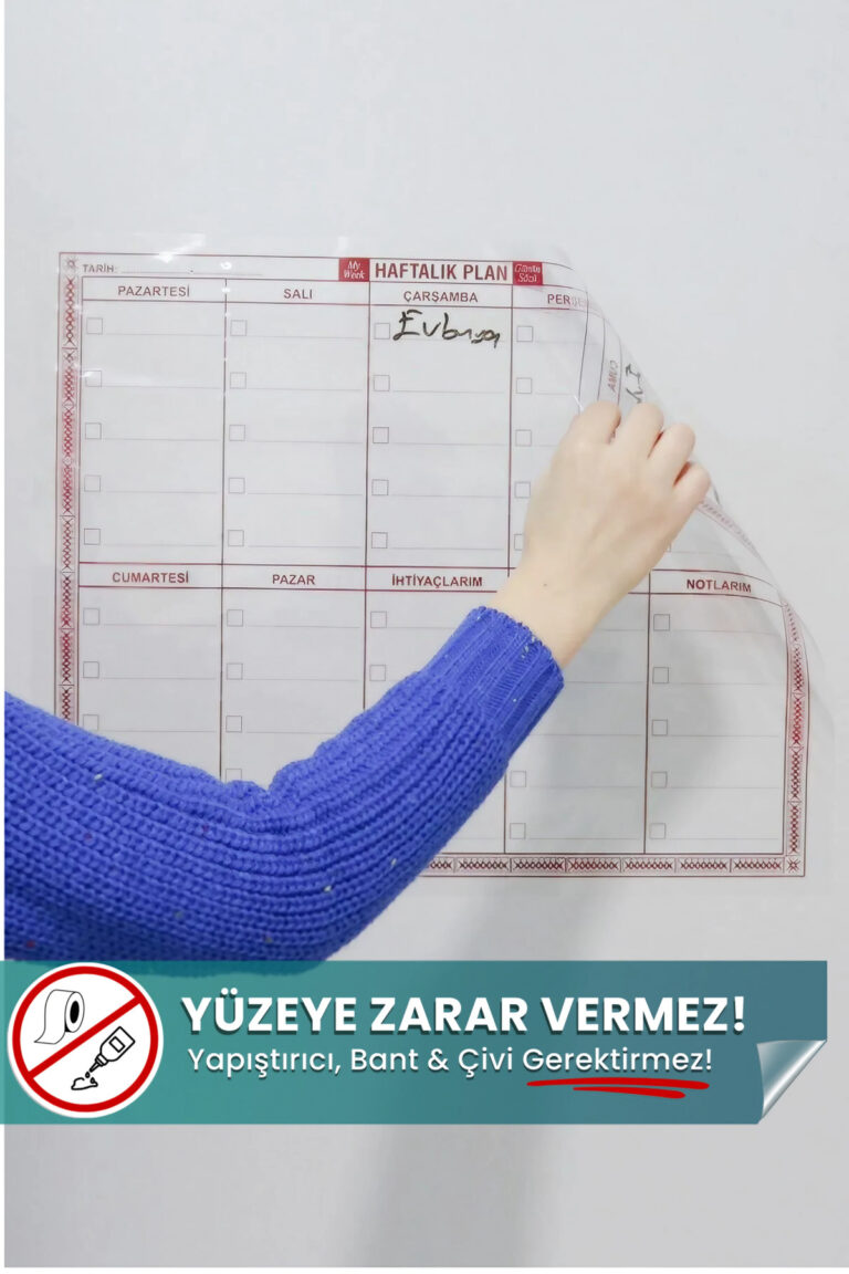 Haftalık Program Planlayıcı yapışkansız statik akıllı kağıt