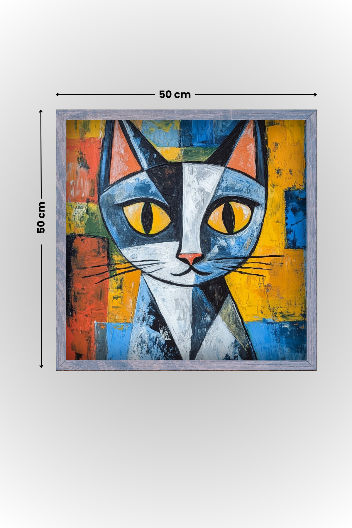 Picasso Tarzı Kedi Posteri - Yüksek Çözünürlüklü Akıllı Kağıt Poster (50x50 cm) - Görsel 2