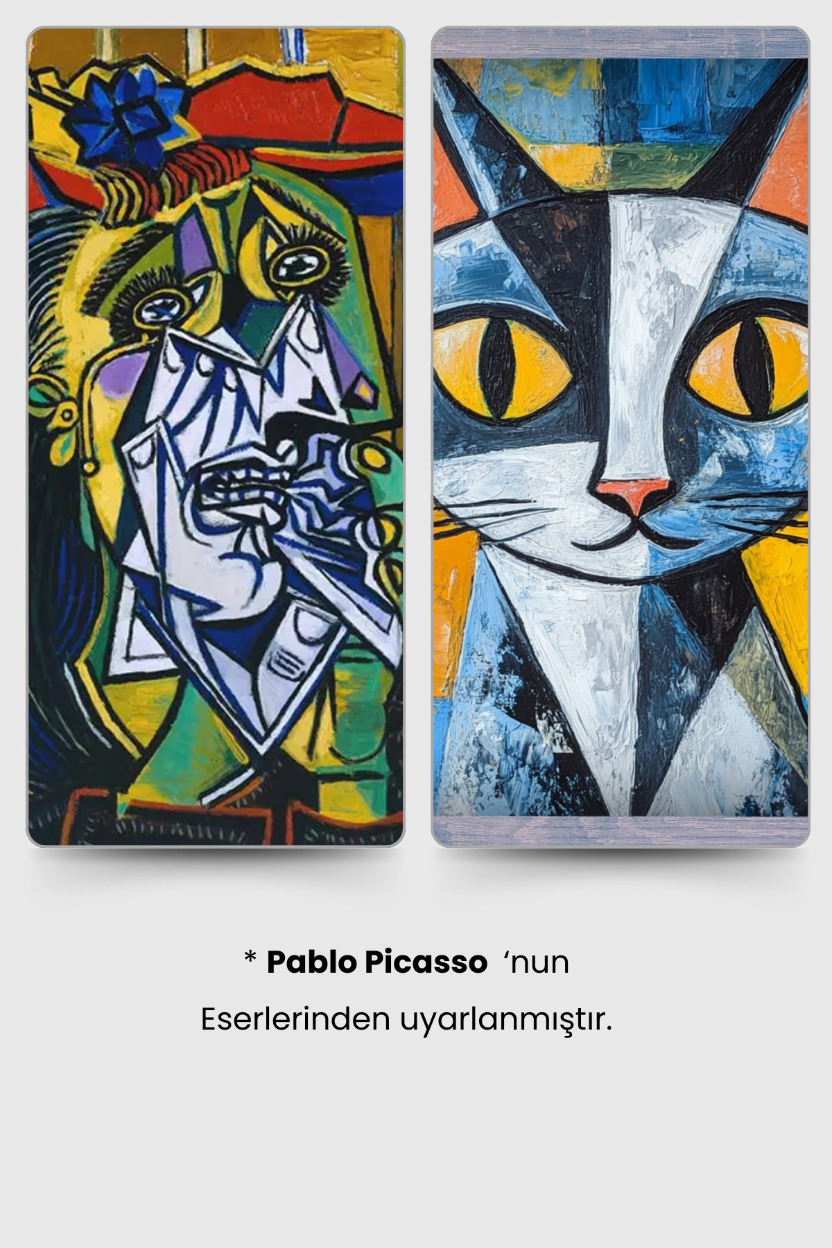 Picasso Tarzı Kedi Posteri - Yüksek Çözünürlüklü Akıllı Kağıt Poster (50x50 cm) - Görsel 3