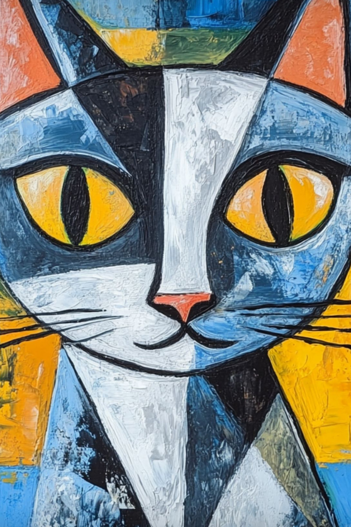 Picasso Tarzı Kedi Posteri - Yüksek Çözünürlüklü Akıllı Kağıt Poster (50x50 cm) - Görsel 8