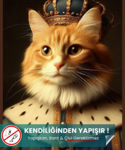 Kral Kedi Posteri - Yapay Zeka Tasarım Akıllı Kağıt Poster (50x50 cm)