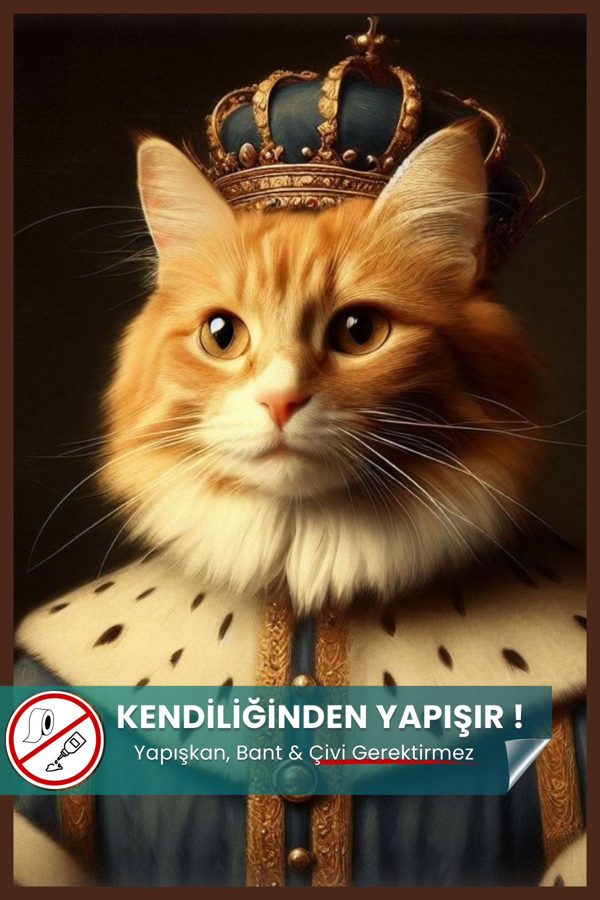 Kral Kedi Posteri - Yapay Zeka Tasarım Akıllı Kağıt Poster (50x50 cm)