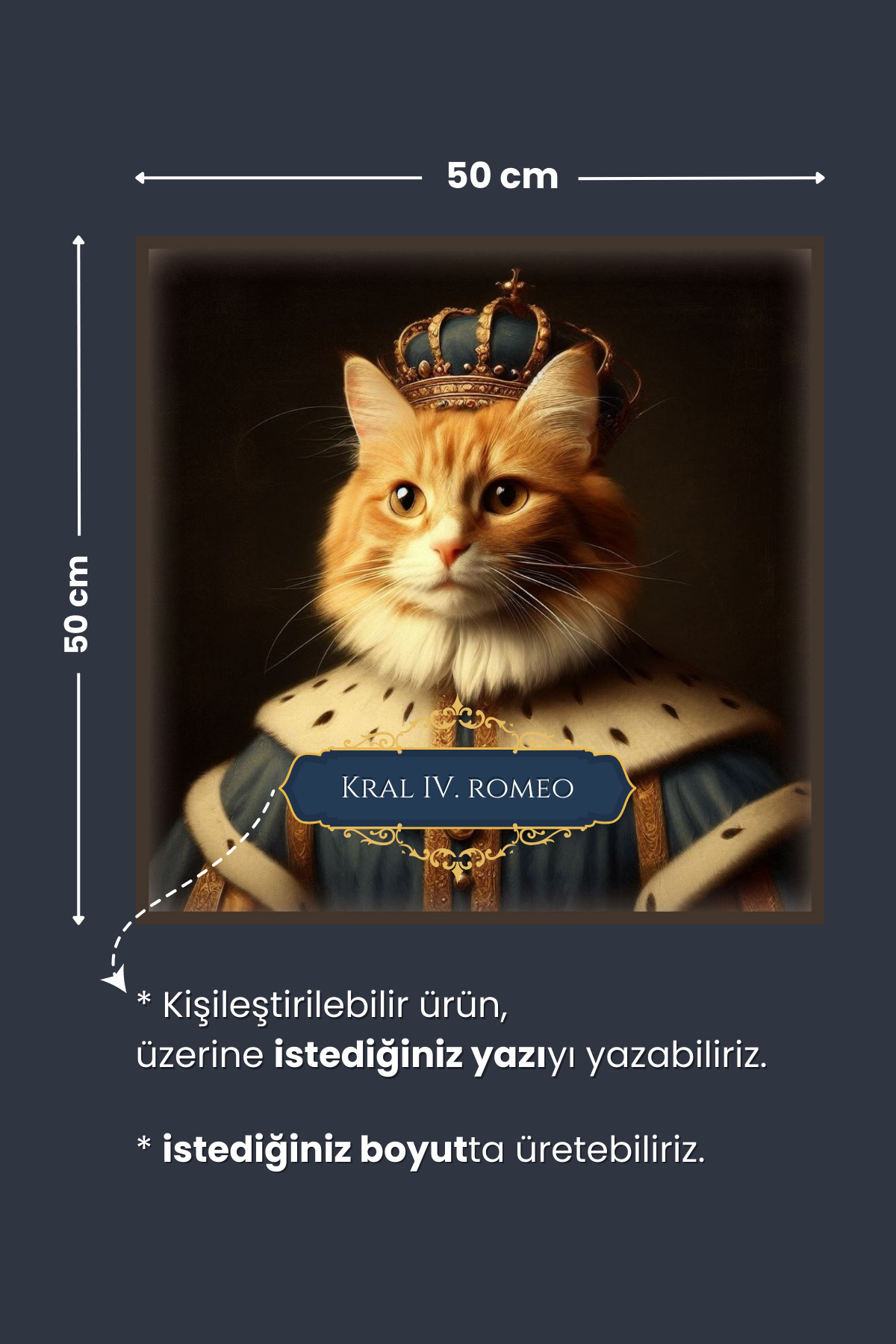 Kral Kedi Posteri - Yapay Zeka Tasarım Akıllı Kağıt Poster (50x50 cm) - Görsel 6