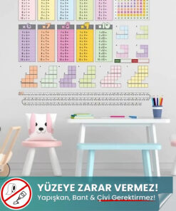 Çarpım Tablosu 100x100 cm yapışkansız statik akıllı kağıt