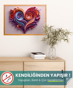 Renkli Kalp Poster – Yapışkansız Statik Tutunan Akıllı Kağıt Poster