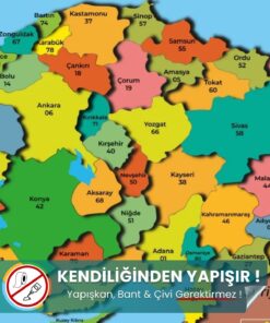 Renkli Türkiye Haritası | Statik Yapışkansız Akıllı Kağıt (118x56 cm)