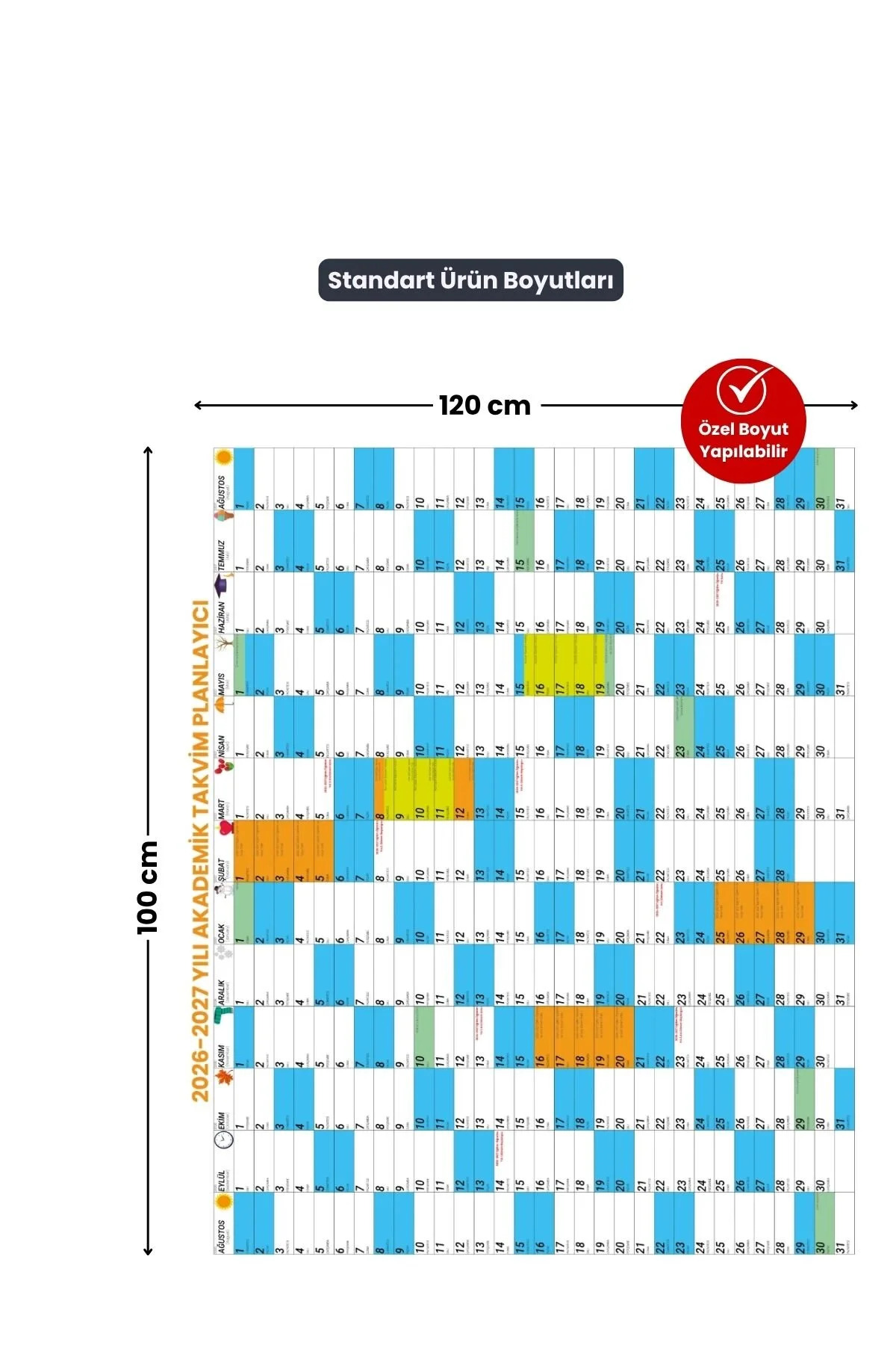 2026-2027 Akademik Takvim Planlayıcı – Statik Yapışan Akıllı Kağıt (100 x 120 cm) - Görsel 4