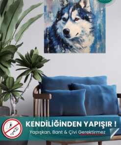 Sibirya Kurdu Portresi - Yüksek Çözünürlük Yapışkansız Tutunan Akıllı Kağıt Yağlı Boya Poster