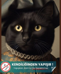 Soylu Kara Kedi Poster - Premium Baskı, Statik Akıllı Kağıt (Yapay Zeka Tasarımı)