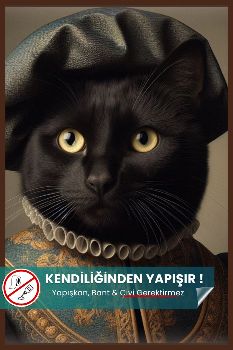 Soylu Kara Kedi Poster - Premium Baskı, Statik Akıllı Kağıt (Yapay Zeka Tasarımı)