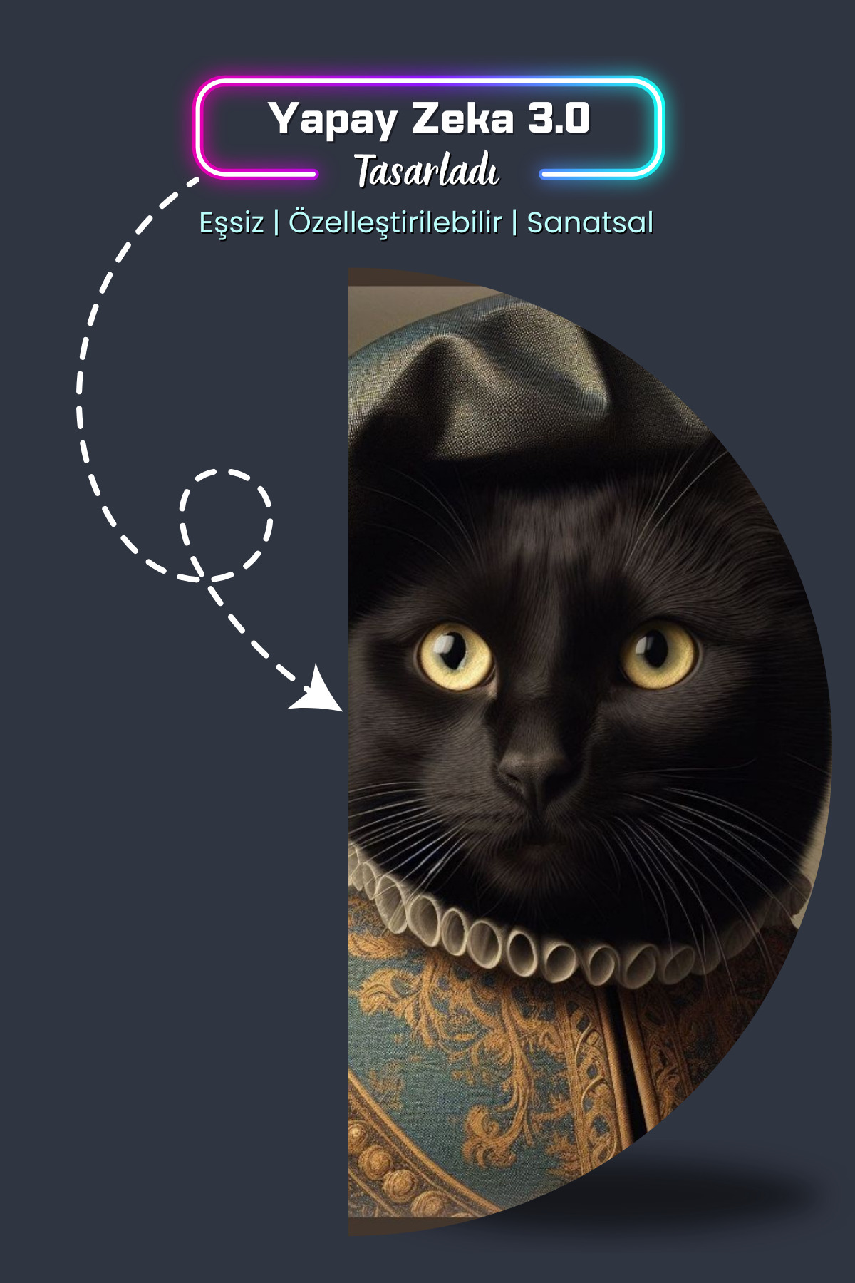Soylu Kara Kedi Poster - Premium Baskı, Statik Akıllı Kağıt (Yapay Zeka Tasarımı) - Görsel 5