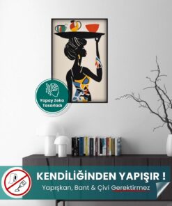 Afrikan Siyahi Kadın Portresi yapışkansız statik akıllı kağıt