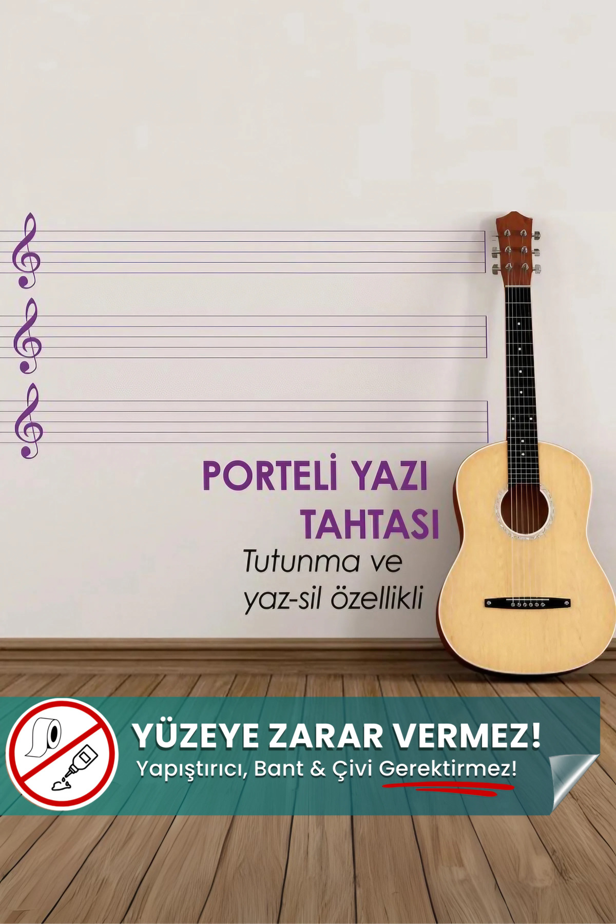 Sol Anahtarlı Nota Çizgili Porteli Şeffaf Statik yapışkansız statik akıllı kağıt
