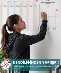 Haftalık Soru Çözüm Takip Planlayıcı – Yapışkansız Tutunan Statik Akıllı Kağıt (56x100 cm)