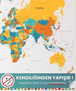 Şeffaf Dünya Haritası Akıllı Kağıt – Statik Tutunan Yaz Sil Harita (150 x 125)