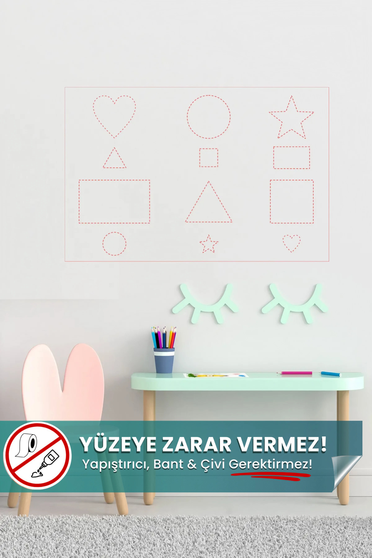Şekil ve Çizgi Çalışması Yaz Sil Taşınabilir yapışkansız statik akıllı kağıt