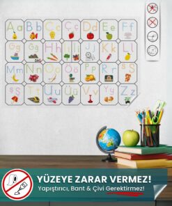 Resimli Türkçe Alfabe Sihirli Akıllı Kağıt Yazı yapışkansız statik akıllı kağıt