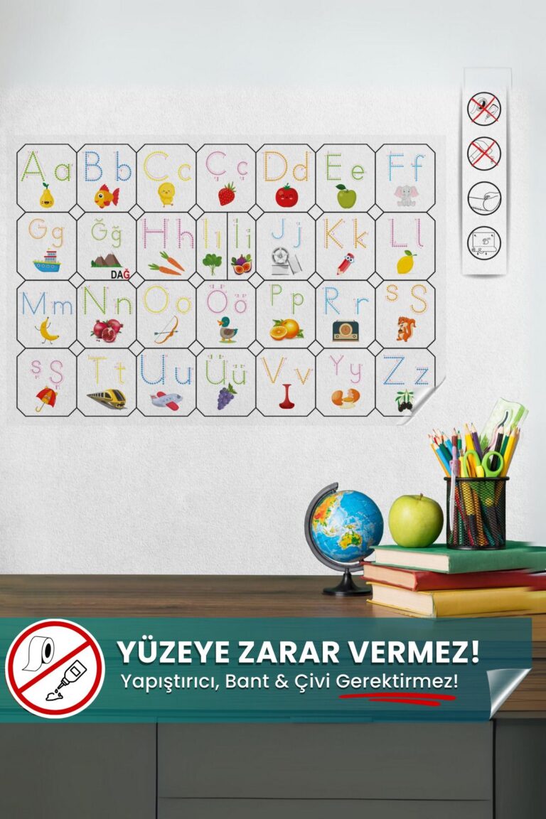Resimli Türkçe Alfabe Sihirli Akıllı Kağıt Yazı yapışkansız statik akıllı kağıt