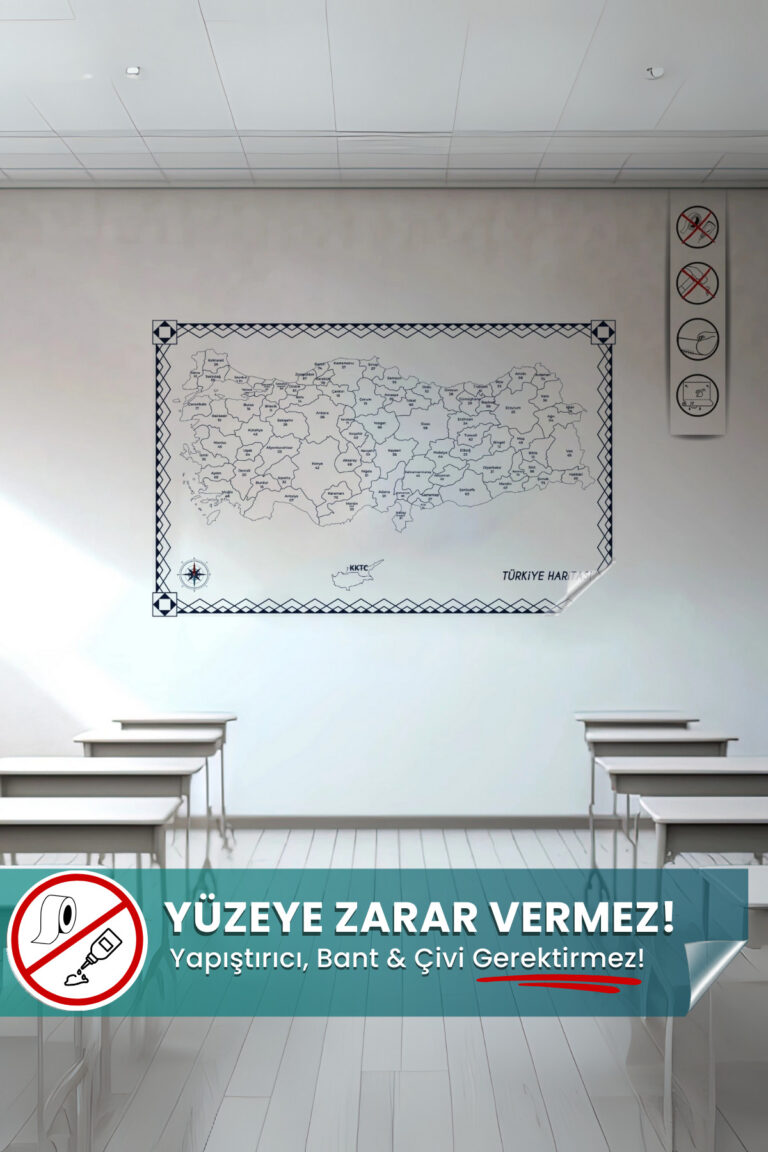 Şeffaf Türkiye Haritası yapışkansız statik akıllı kağıt