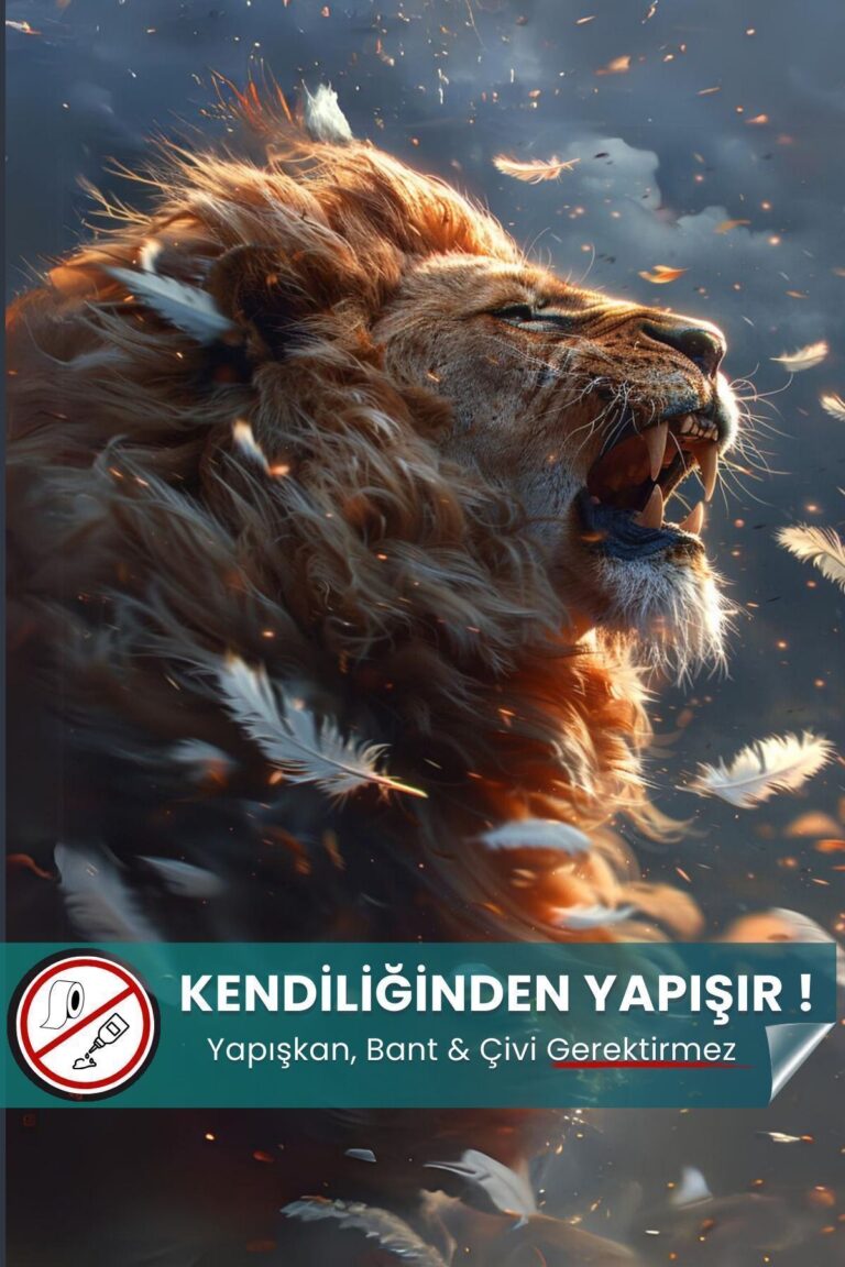 Aslan Duvar Posteri - Premium Baskı Statik Akıllı Kağıt (50x70 cm)