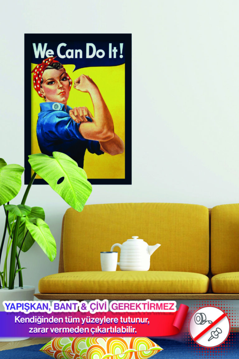 We Can Do It! Yapışkansız Statik Tutunan İnovatif Sihirli Akıllı Kağıt Poster 40x50 Cm