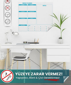 Pi Papers Weekly Planner Akıllı Kağıt 60x72 cm (Yapışkansız, Yaz-Sil, Silgili Tahta Kalemi Hediyeli)