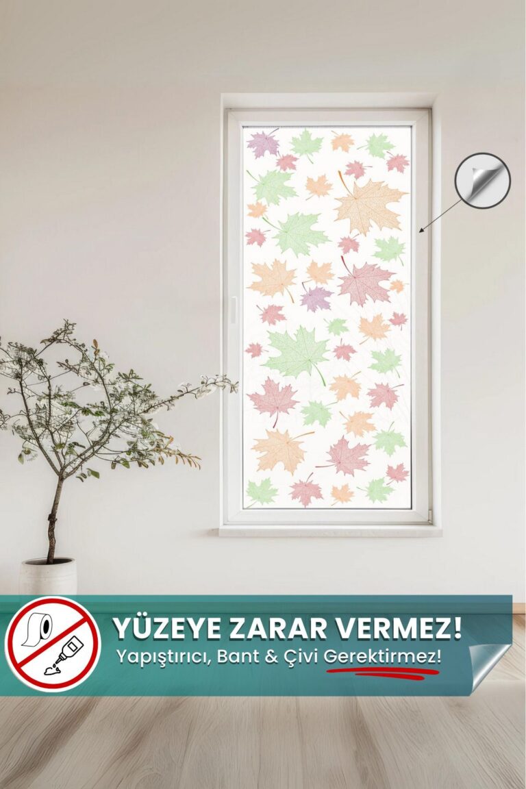 Yaprak Desenli Cam Kaplama - Statik Akıllı Kağıt