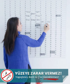 Zamansız Yıllık Takvim Planlayıcı 100x100 cm yapışkansız statik akıllı kağıt