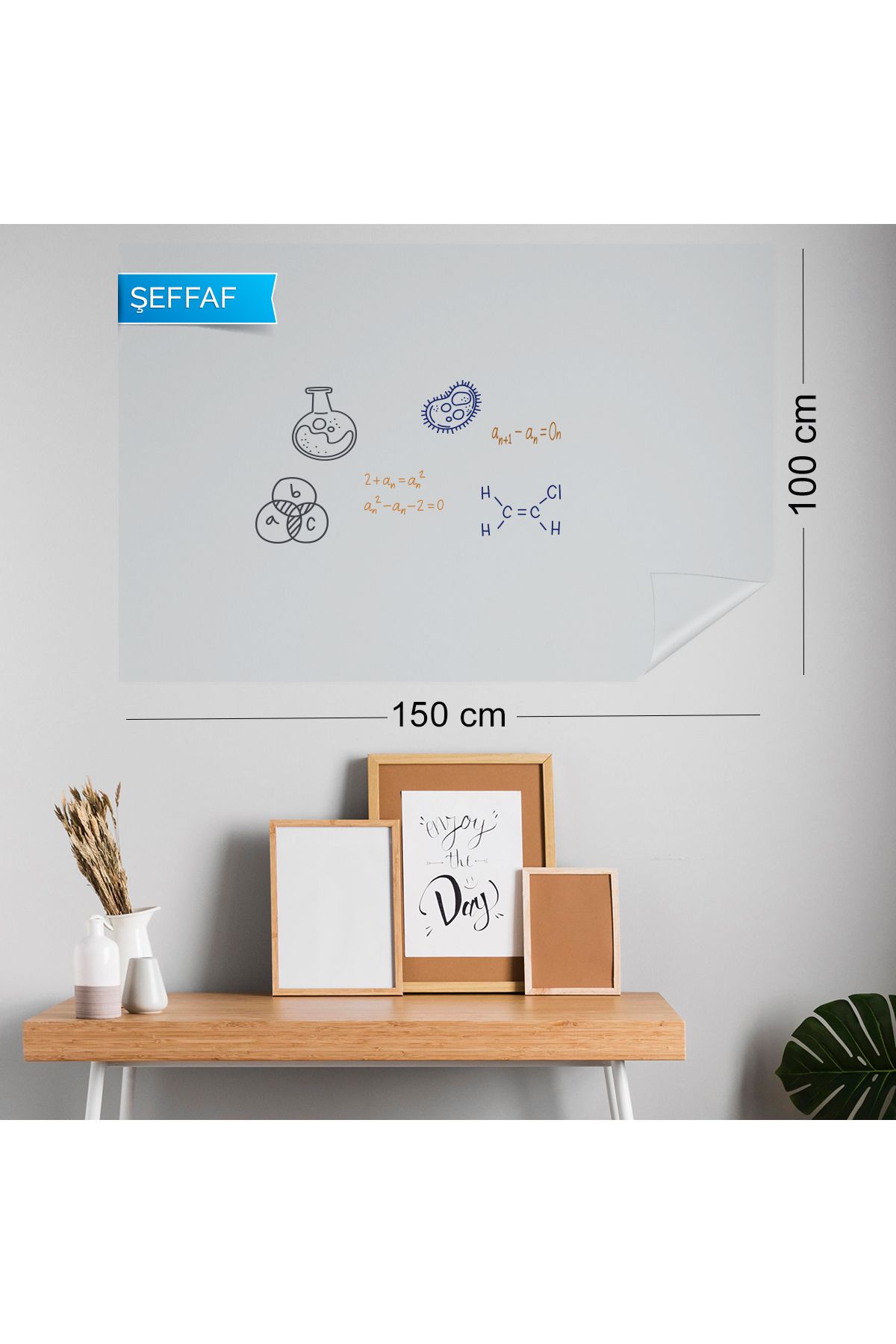 Pi Papers 100x150 cm 1 Beyaz 1 Şeffaf Yapışkansız Statik Akıllı Kağıt Yazı Tahtası (2'li Set) - Görsel 5
