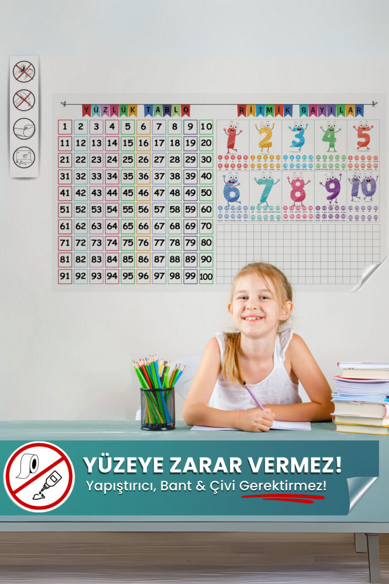 Pi Papers Yüzlük Tablo ve Ritmik Sayılar Seti - İz Bırakmayan Sihirli Akıllı Kağıt Tahta
