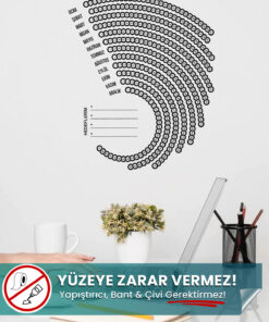 Zinciri Kırma Takvimi - Yapışkansız Tutunan, Yazılıp Silinen Akıllı Kağıt Yazı Tahtası Sihirli Pano (70x50 cm)