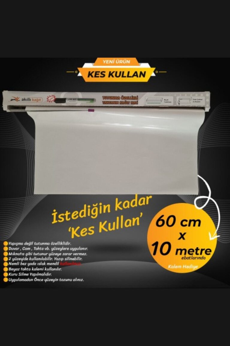 Kes Kullan Akıllı Kağıt - 10 Metre Şeffaf, Statik Tutunma ve Kağıt Tutucu Özellikli, Yazı Tahtası