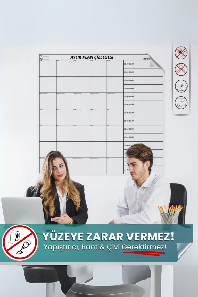 Tarihsiz Aylık Plan Çizelgesi yapışkansız statik akıllı kağıt
