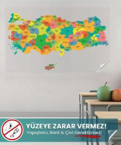 Türkiye Siyasi Haritası yapışkansız statik akıllı kağıt