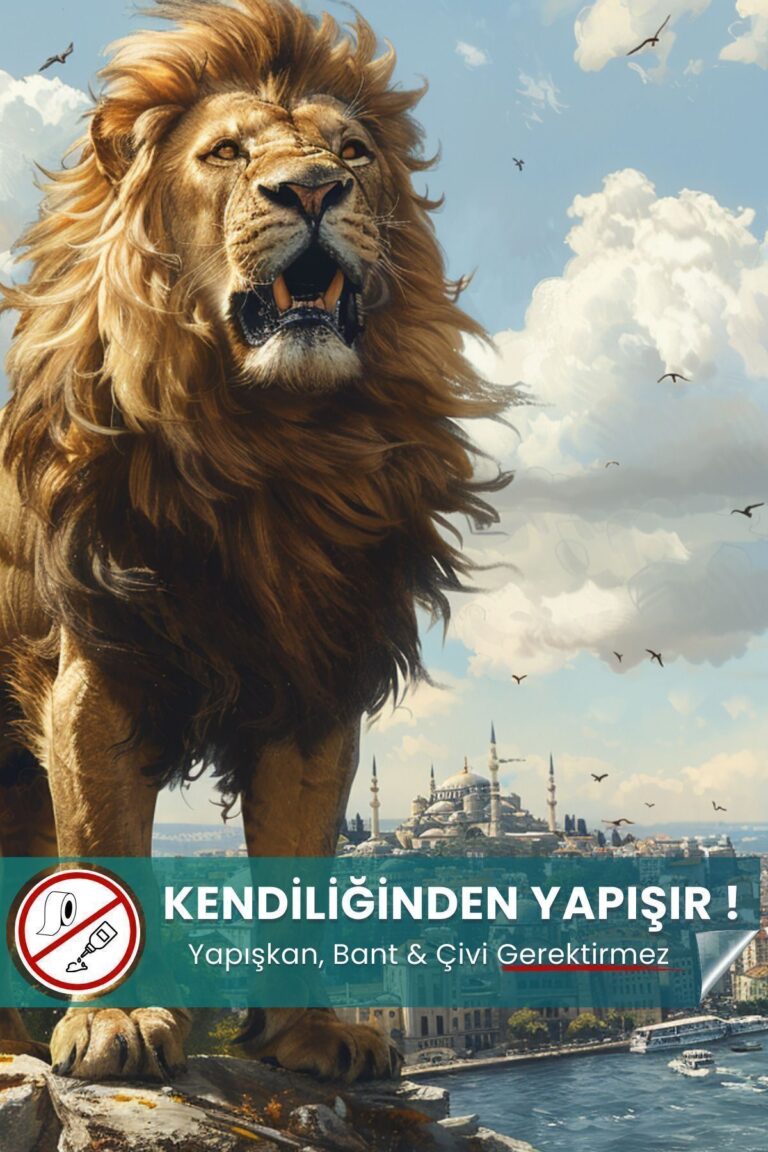 İstanbul'da Aslan Duvar Posteri yapışkansız statik akıllı kağıt