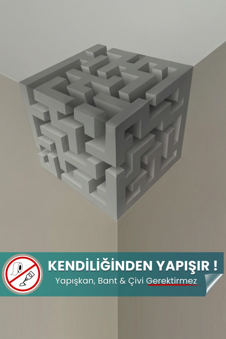 3D Küp Duvar Sticker | Statik Tutunan Akıllı Kağıt Duvar Posteri