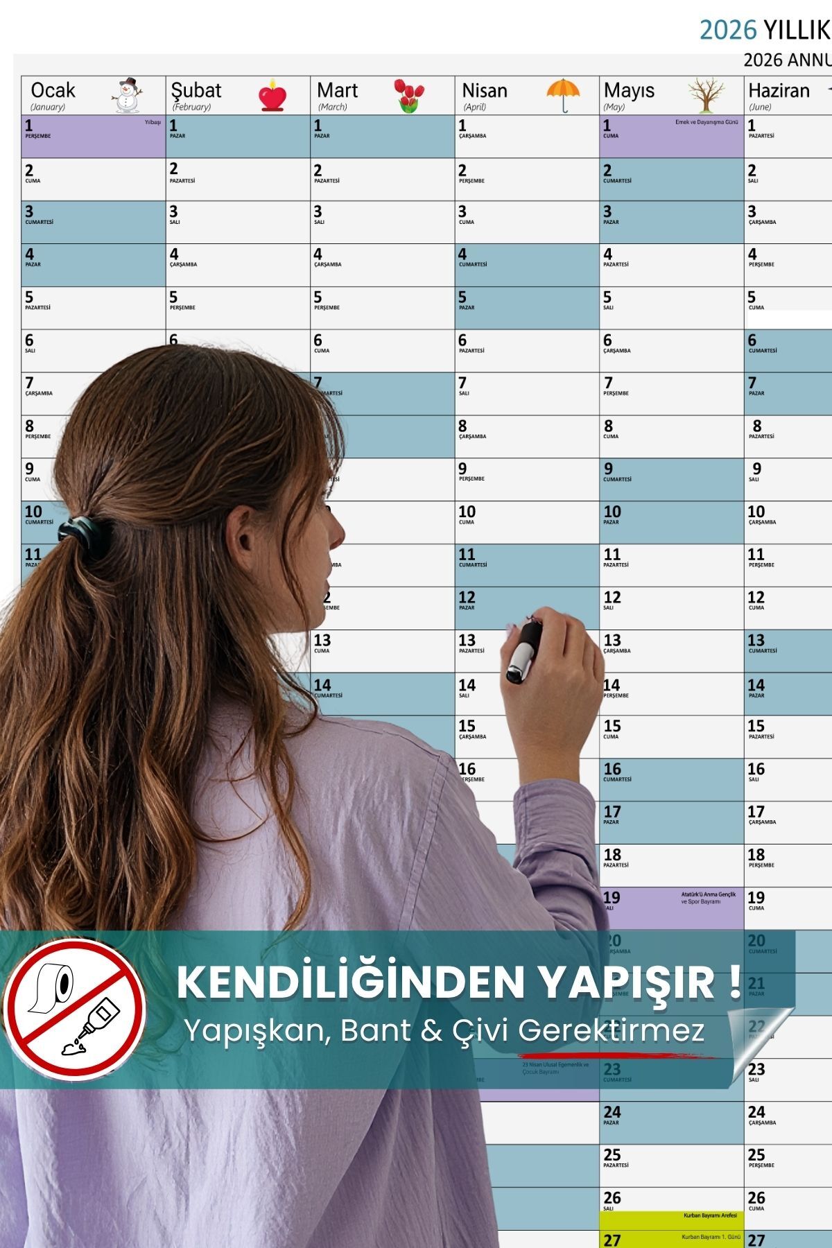 Yıllık Planlayıcı Statik Akıllı Kağıt yapışkansız statik akıllı kağıt