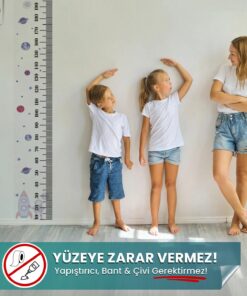 Galaksi Temalı Boy Cetveli – 200 cm Akıllı Kağıt Sticker