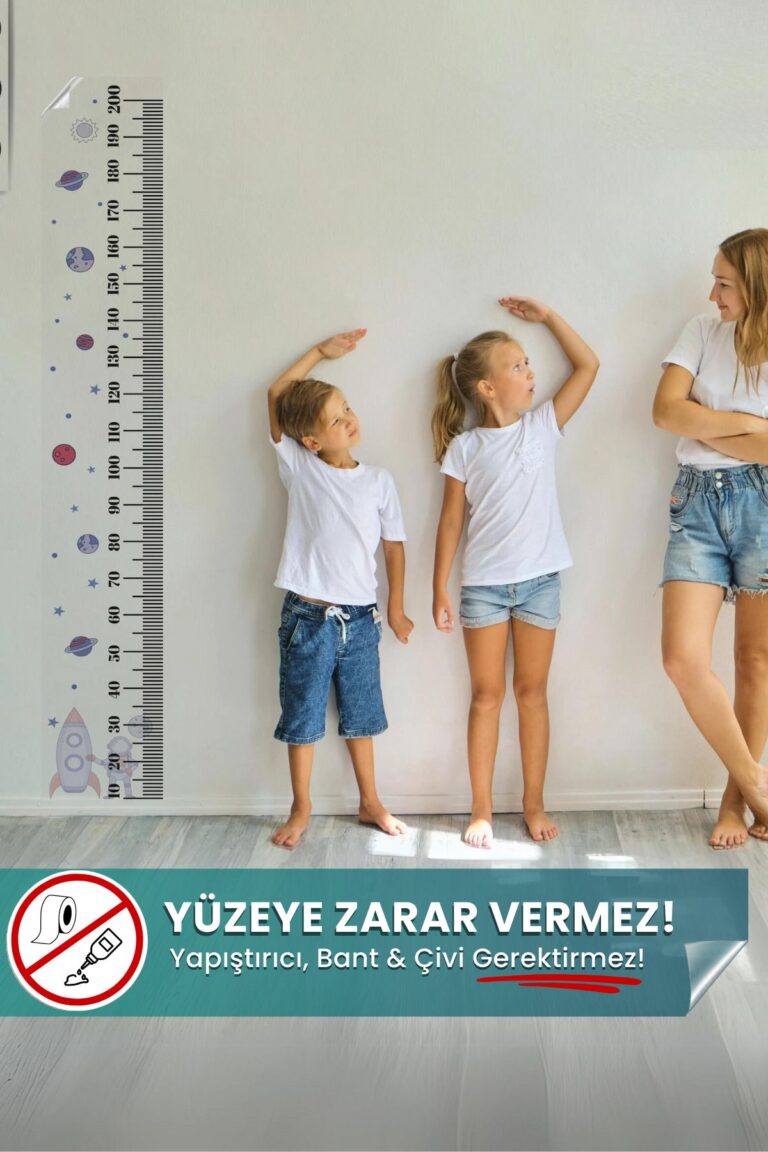 Galaksi Temalı Boy Cetveli – 200 cm Akıllı Kağıt Sticker