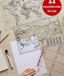 KPSS Coğrafya Harita Seti Türkiye & Dünya Yaz Sil Harita | Hazırlık Haritası (Hediye Planlayıcı)