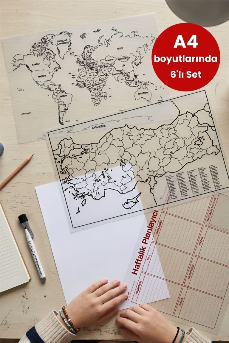 KPSS Coğrafya Harita Seti Türkiye & Dünya Yaz Sil Harita | Hazırlık Haritası (Hediye Planlayıcı)
