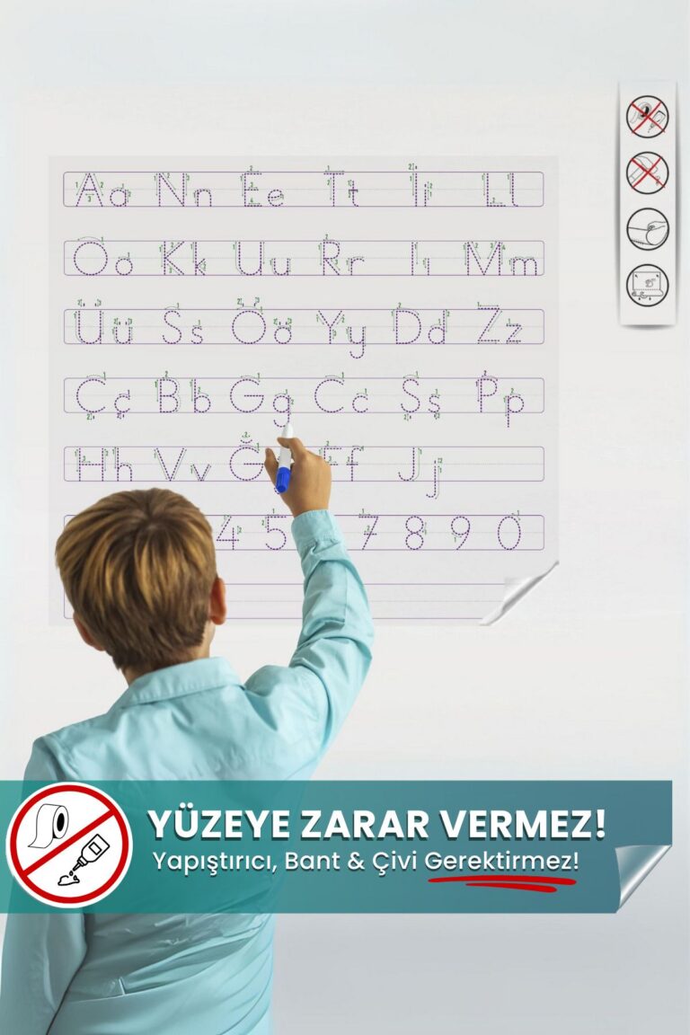Anetil İlk Okuma Yazma Eğitimi Harfli Elakin yapışkansız statik akıllı kağıt