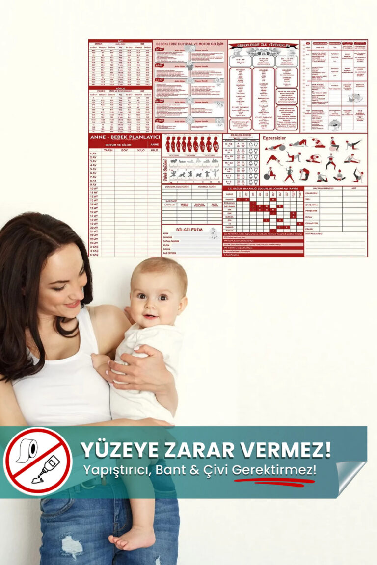 Anne Bebek Gelişim Planlayıcı - Kendiliğinden Tutunan Yapışkansız Akıllı Kağıt Yazı Tahtası